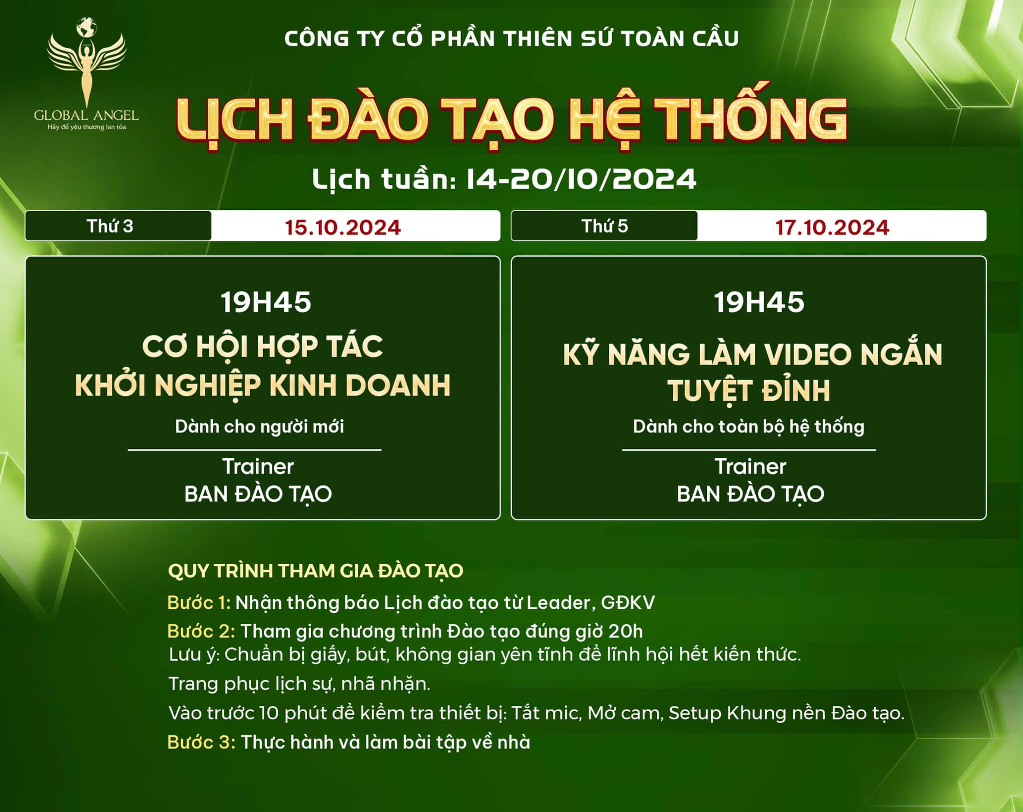 THÔNG BÁO LỊCH ĐÀO TẠO THÁNG 10