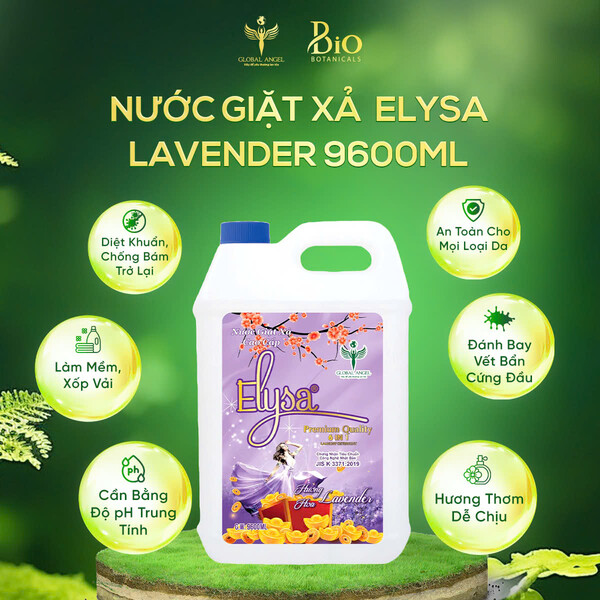 Nước giặt xả cao cấp Elysa 6in1 Hương Lavender 9600ml