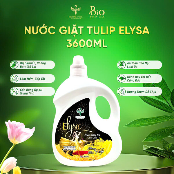 Nước giặt xả cao cấp Elysa 6in1 Hương Tulip 3600ml