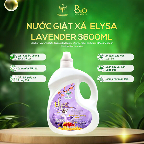 Nước giặt xả cao cấp Elysa 6in1 Hương Lavender 3600ml