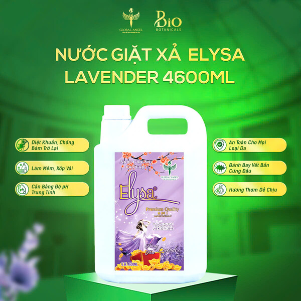 Nước giặt xả cao cấp Elysa 6in1 Hương Lavender 4600ml