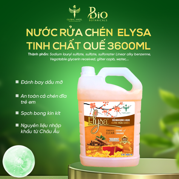 Nước rửa chén ELYSA 3600ml Hương Quế