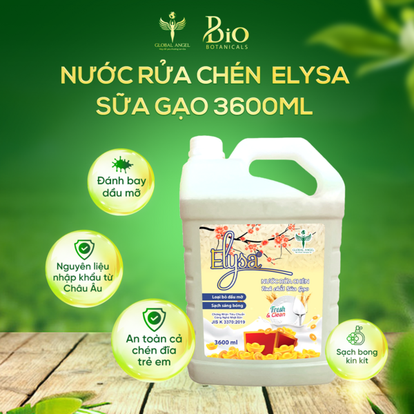 Nước rửa chén ELYSA Tinh Chất Gạo 3600ml