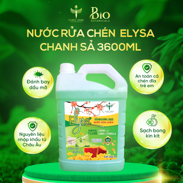 Nước rửa chén ELYSA Hương Chanh Sả 3600ml