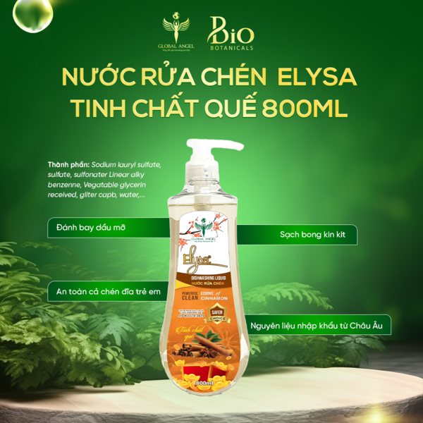 Nước rửa chén ELYSA TINH CHẤT QUẾ 800ml