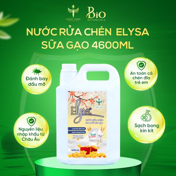 Nước rửa chén ELYSA Tinh Chất Gạo 4600ml