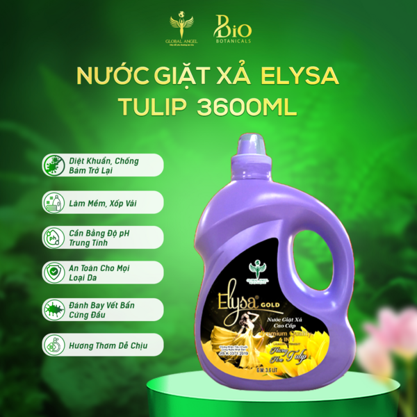 Nước giặt xả cao cấp Elysa Gold 6in1 Hương Tulip 3600ml