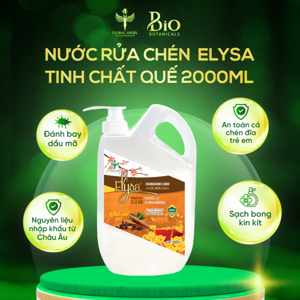 Nước rửa chén Elysa tinh chất Quế 2000ml