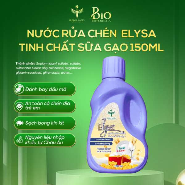 Nước rửa chén ELYSA Tinh Chất Gạo 150ml