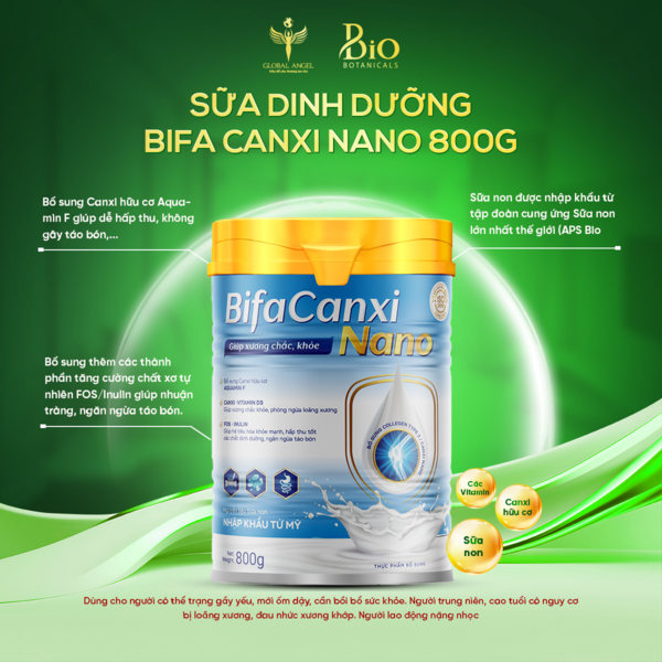 Sữa dinh dưỡng bổ sung Canxi hữu cơ BIFA CANXI NANO 800g 