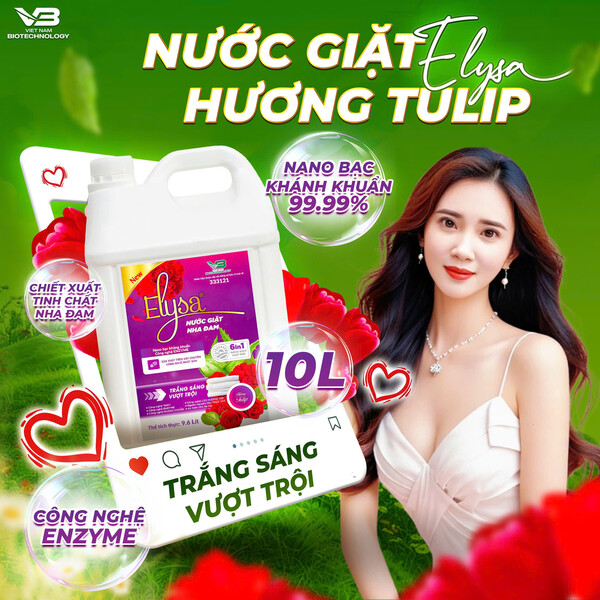 Nước Giặt Chiết Xuất Tinh Chất Nha Đam Elysa 9600ml - Hương Tulip