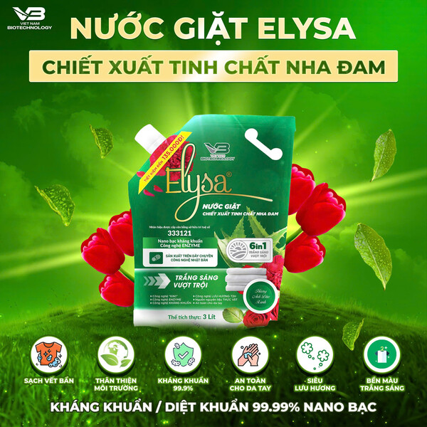 Nước Giặt Chiết Xuất Tinh Chất Nha Đam Elysa 3000ml - Hương Anh Đào Xanh