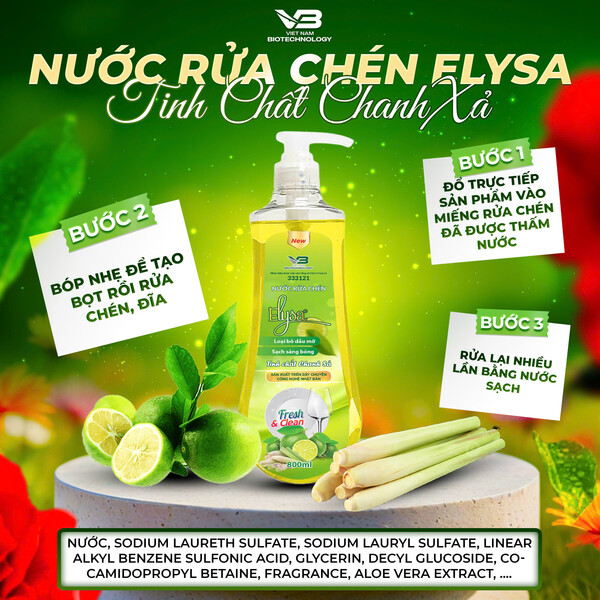 Rửa Chén Chanh Sả Elysa 800ml
