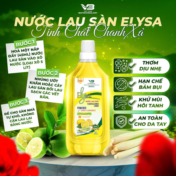 NƯỚC LAU SÀN ELYSA HƯƠNG CHANH SẢ 950ML