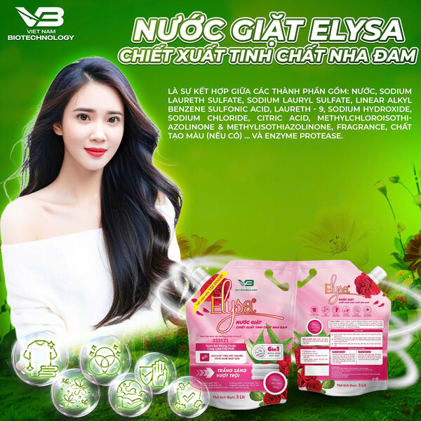 Nước Giặt Chiết Xuất Tinh Chất Nha Đam Elysa 3000ml - Hương Anh Đào Trắng