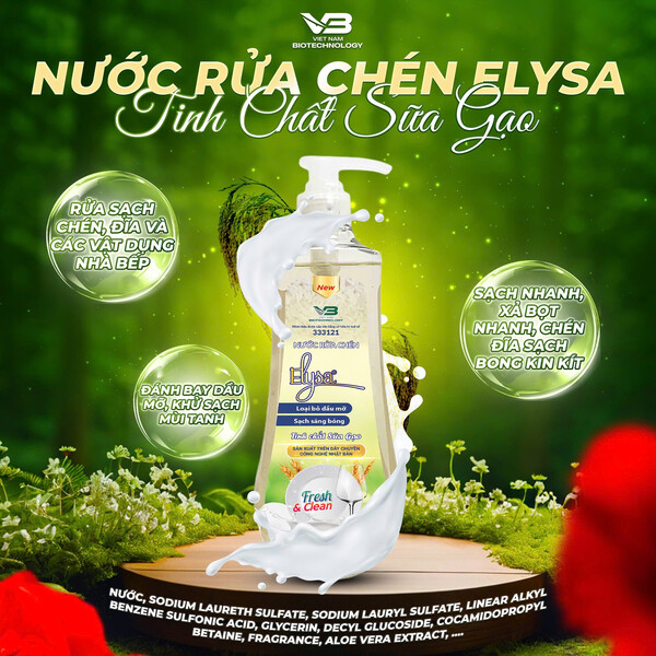 Nước rửa chén tinh chất gạo cao cấp Elysa 800ml