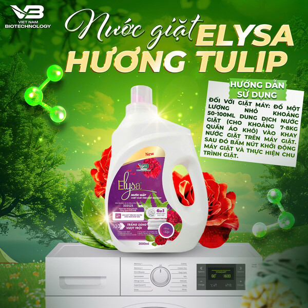 Nước Giặt Chiết Xuất Tinh Chất Nha Đam Elysa 3000ml - Hương Tulip