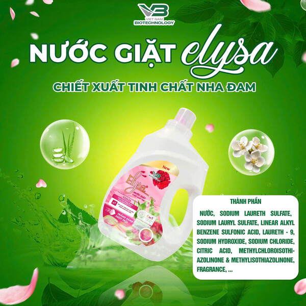 Nước Giặt Chiết Xuất Tinh Chất Nha Đam Elysa 3000ml - Hương Anh Đào Trắng