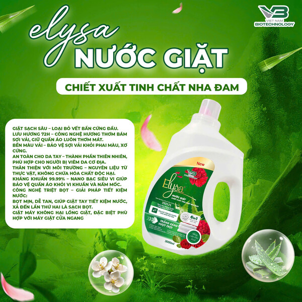 Nước Giặt Chiết Xuất Tinh Chất Nha Đam Elysa 3000ml - Hương Anh Đào Xanh
