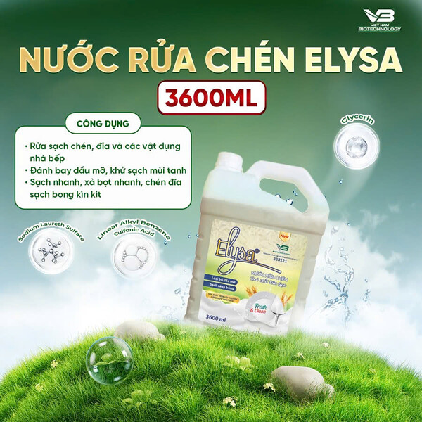 Nước rửa chén ELYSA Tinh Chất Gạo 3600ml